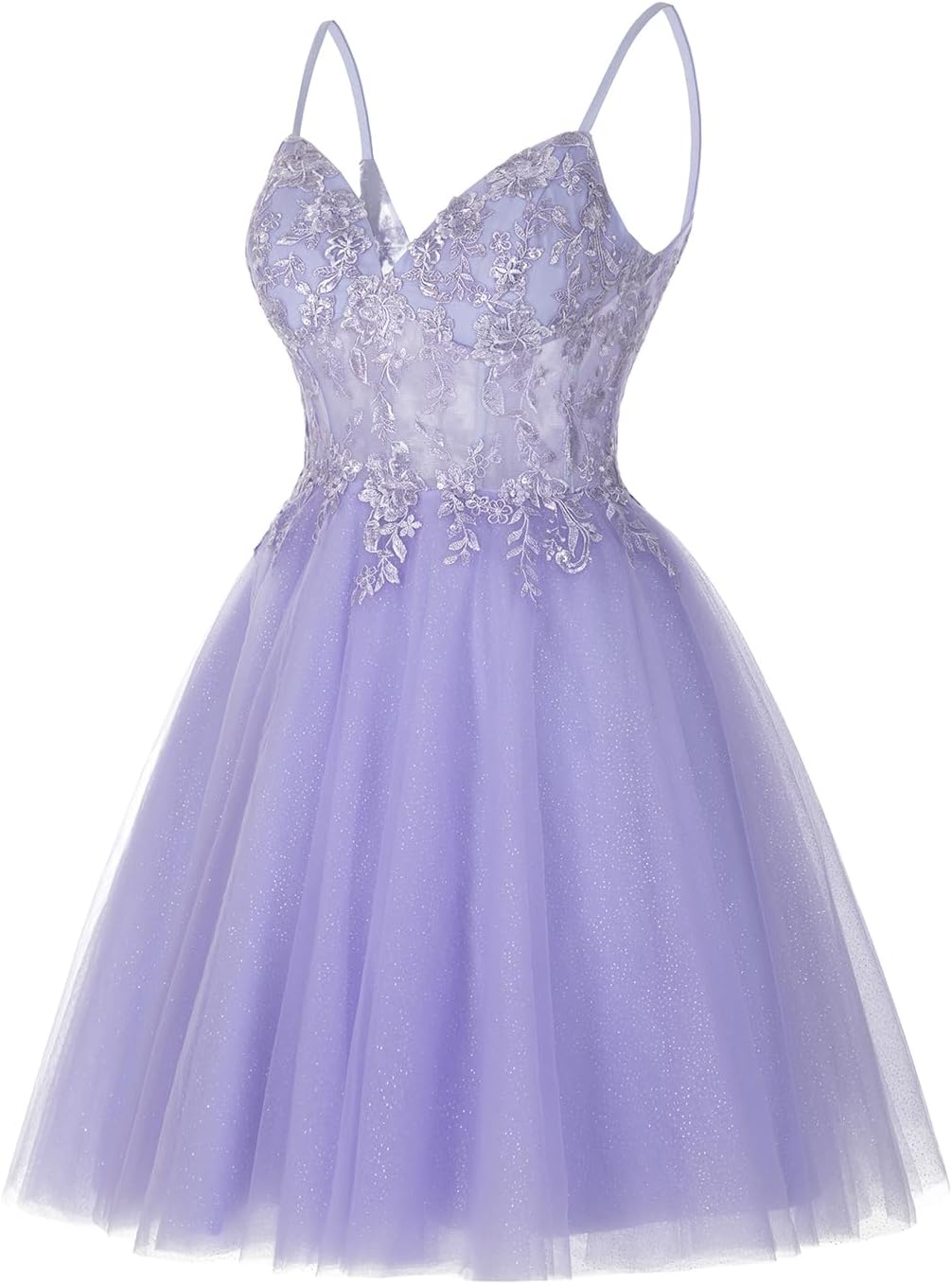 Vestidos cortos de encaje floral para adolescentes, vestido de fiesta con ilusión de tul brillante