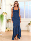 Jacquard Laces Prom Dress for Women Bridesmaid Dresses Bow Strapless Long Formal Wedding Party Gown