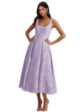 Floral Lace Bridesmaid Dresses for Women Tea Length A Line Pleated Wedding Guest Dress Formal Gown