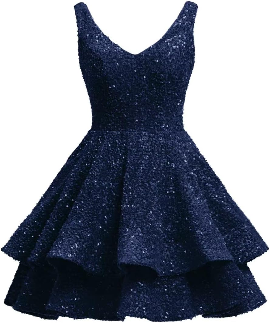 Short 2026 Sparkly Sequin Homecoming Dress for Teen Tiered Corset Ball Prom Cocktail Party Gown for Women