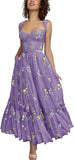 Vestidos de tul con bordado floral para mujer 2024, vestidos formales de fiesta de noche 