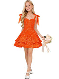Sparkly Sequin Flower Girl Dress Tiered Cute Bow Spaghetti Straps Sweetheart Toddler Formal Dresses 2026