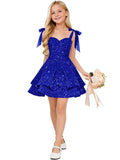 Sparkly Sequin Flower Girl Dress Tiered Cute Bow Spaghetti Straps Sweetheart Toddler Formal Dresses 2026