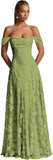 Off The Shoulder Bridesmaid Dresses Long for Women Formal Evening Gown Lace Wedding Guest Dress