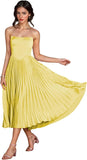 Women's Strapless Bridesmaid Dresses for Womens Tea Length Ruffle Satin Formal Prom Dress