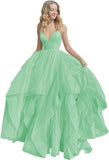 Women's Sparkly Tulle Prom Dress 2023 Long Ball Gown Spaghetti Straps Quinceanera Dress