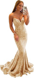 Vestido de fiesta con tirantes finos y lentejuelas, vestido de noche de sirena brillante con abertura, vestidos largos para mujer 2024 