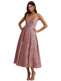 Floral Lace Bridesmaid Dresses for Women Tea Length A Line Pleated Wedding Guest Dress Formal Gown