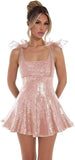 Sparkly Sequin Homecoming Dresses for Teens 2027 Spaghetti Strap Short Prom Dress with Bow Glitter Tulle Cocktail Party Gown