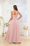 Kingbridal Chiffon A-line Bridesmaid Dresses for Women 2027 Long Square Neck Pleated Formal Evening Party Dress with Slit