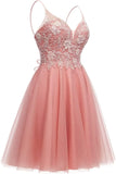 Sparkly Tulle Homecoming Dresses Short Lace Prom Dresses for Teens Mini Cocktail Dress