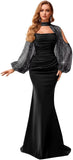 Kingbridal Gowns Long Sleeve Prom Dresses 2026 Mermaid Satin Formal Dress for Women Sparkly Sequin Halter Neck Evening Party Gowns
