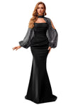 Kingbridal Gowns Long Sleeve Prom Dresses 2026 Mermaid Satin Formal Dress for Women Sparkly Sequin Halter Neck Evening Party Gowns