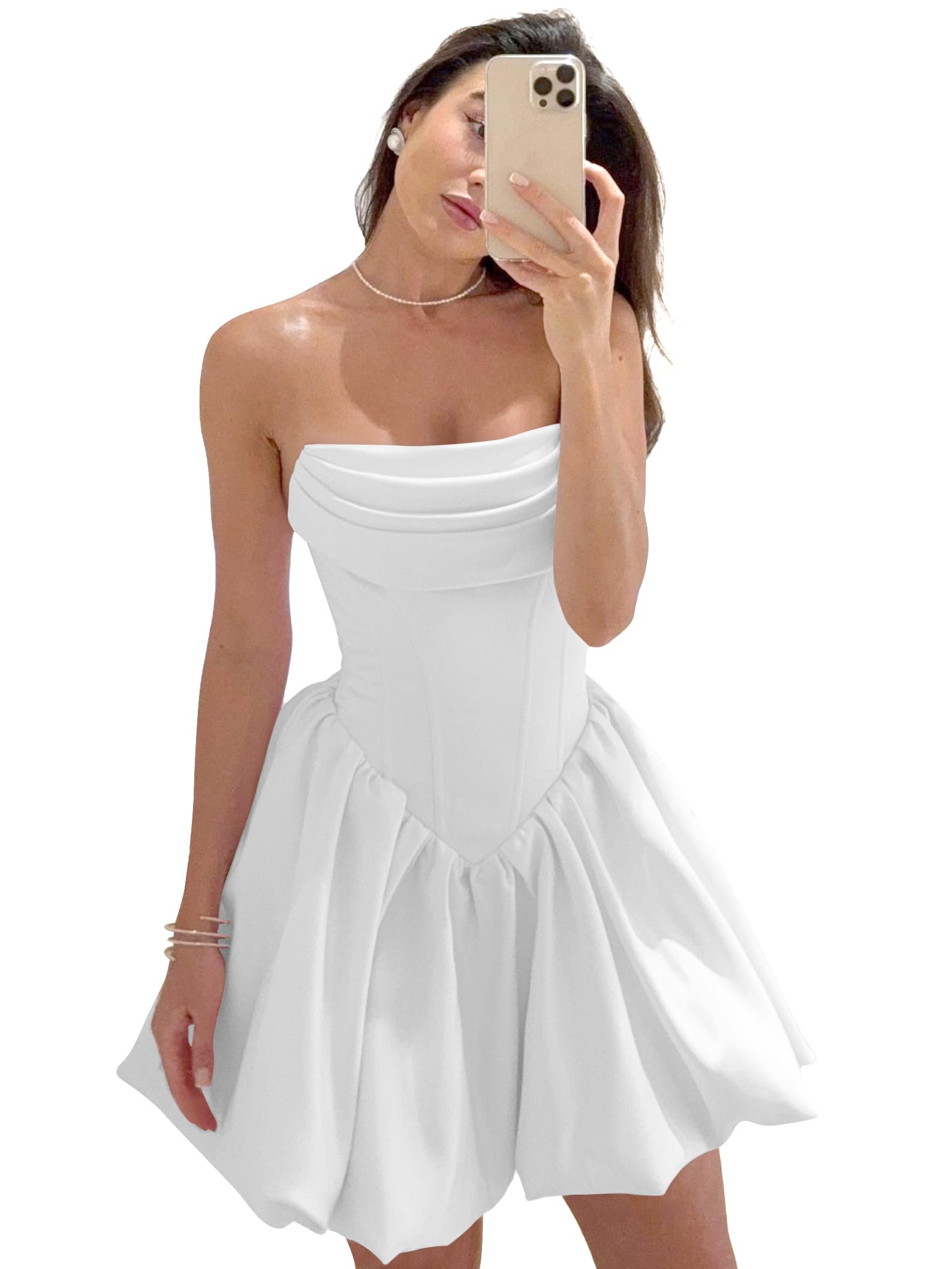 Satin Flower Bud Homecoming Dress Short Prom Dress Cowl Neck Pleated A Line Mini Cocktail Party Gown