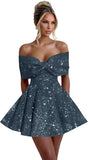Sparkly Sequins Homecoming Dresses for Teens with Bow 2027 Strapless Short Prom Dress Cocktail Gown