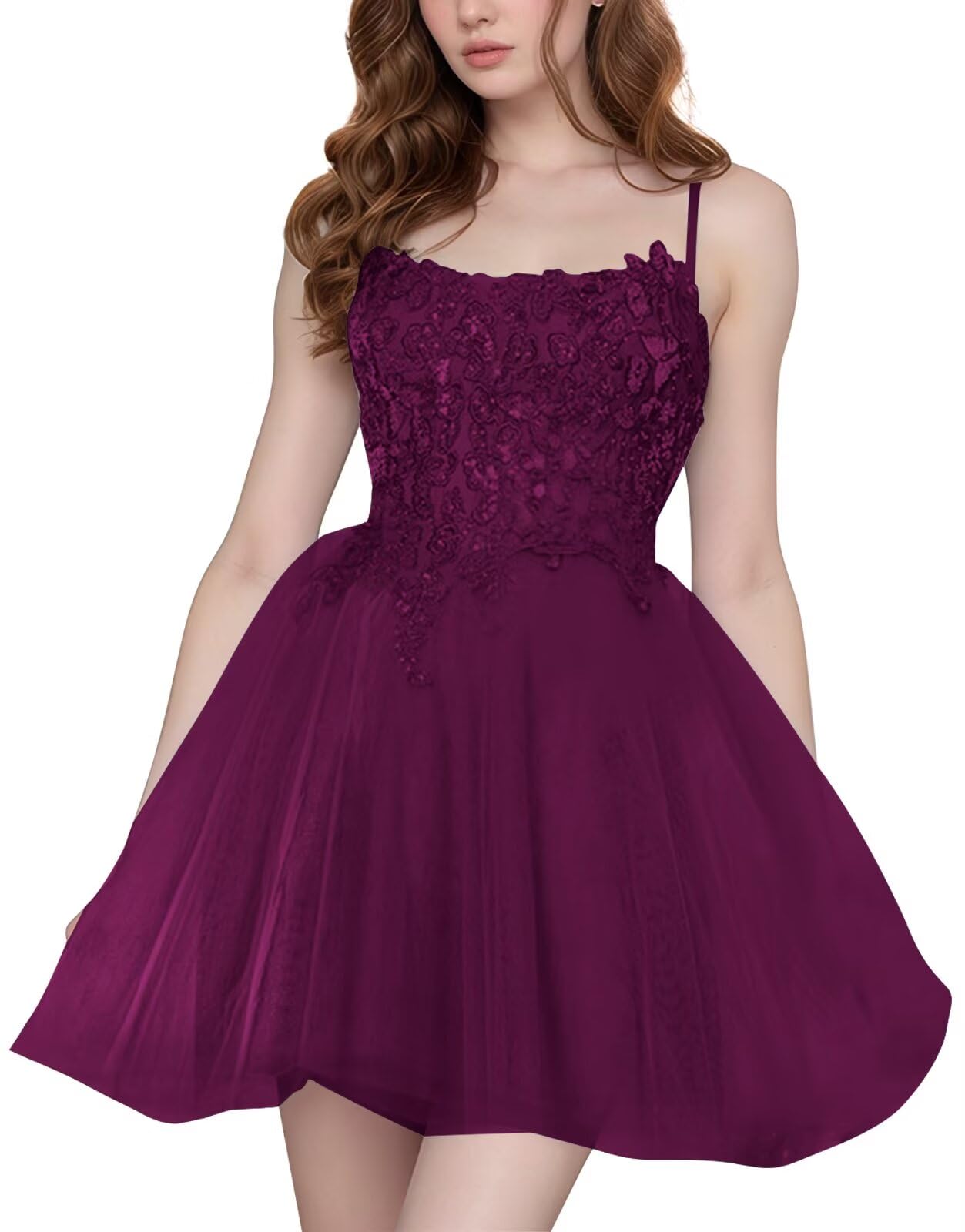 Tulle Homecoming Dresses Short Wedding Dresses 2026 Spaghetti Strap Prom Dress A Line Lace Applique Formal Party Gown