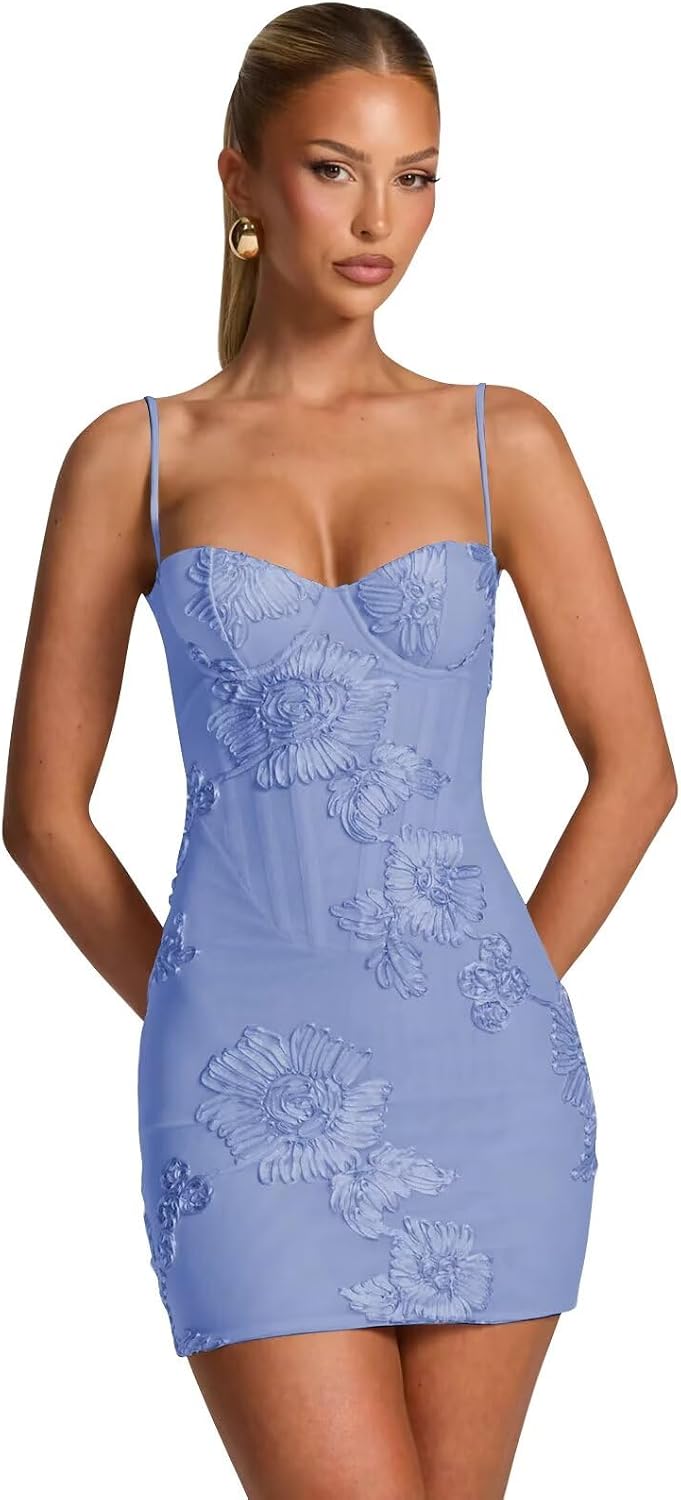 Spaghetti Straps Short Homecoming Dresses 2026 Mini Tight Embroidery Corset Prom Evening Cocktail Dress