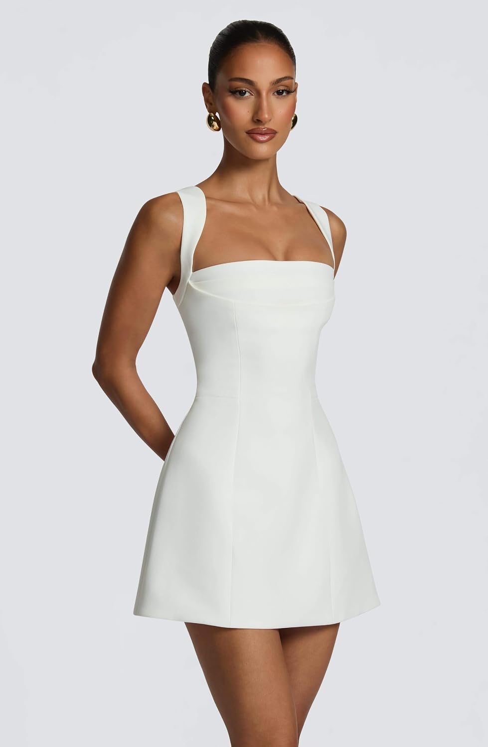 Satin Homecoming Dresses for Teens Square Neck Short Prom Dress Pleated A Line Corset Mini Cocktail Party Gown