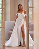 Off The Shoulder Prom Dress 2027 Long Ball Gown with Slit Mermaid Satin Formal Dresses for Women
