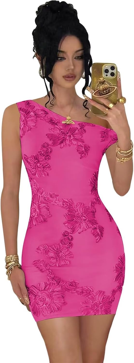Tulle Floral Homecoming Dresses for Teens 2026 Short Lace One Shoulder Prom Evening Cocktail Dress