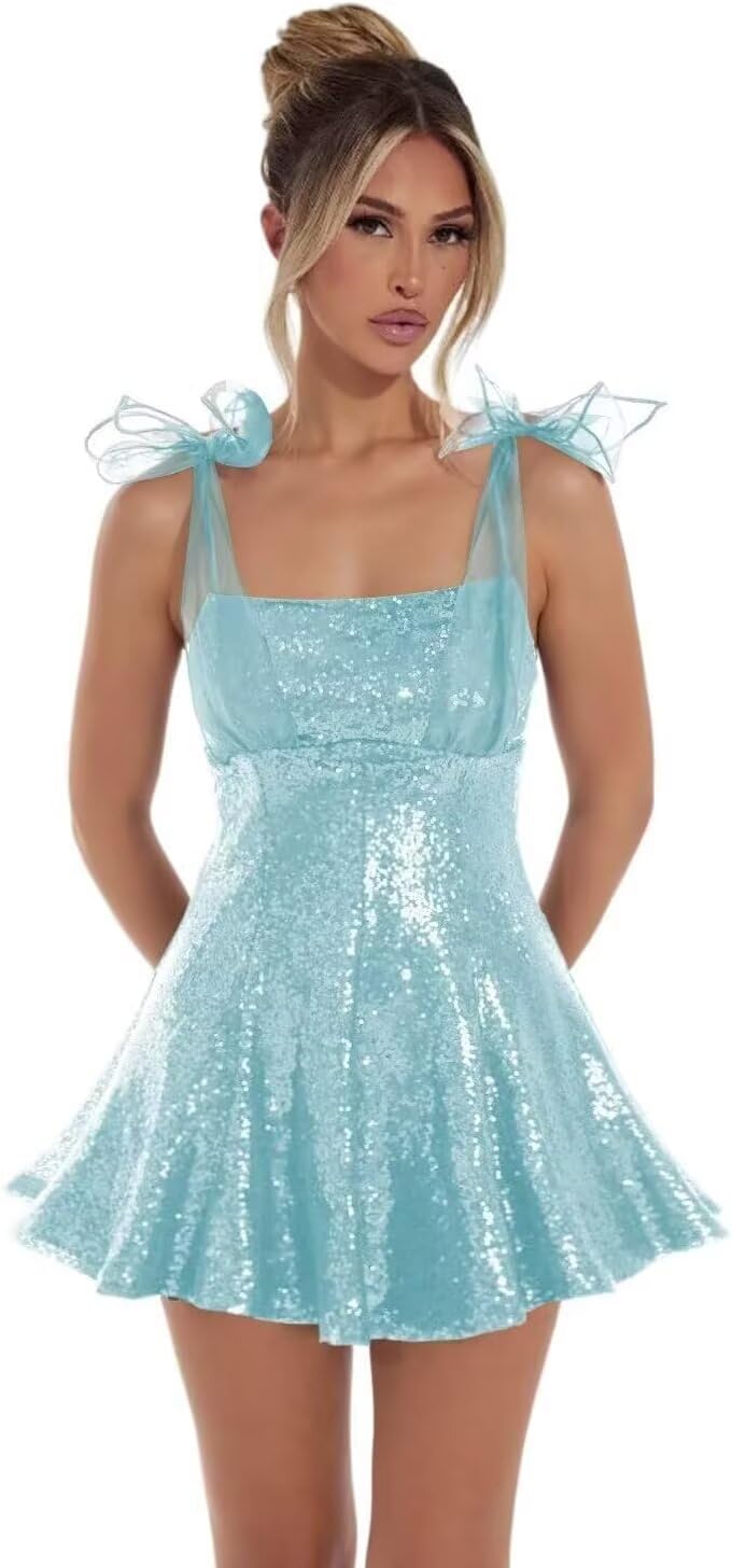 Spaghetti Straps Sequin Homecoming Dresses for Teens Short Prom Dress Sparkly A-Line Cocktail Party Gowns