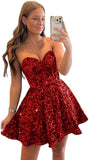 Sequin Short Homecoming Dresses for Teens Sparkly A Line Prom Dress Tight Cocktail Dresses Evening Gown with Pocket