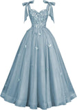 Glitter Tulle Prom Dress for Teens 3D Butterfly Long Ball Gowns Sequin Princess Quinceanera Dresses with Bow