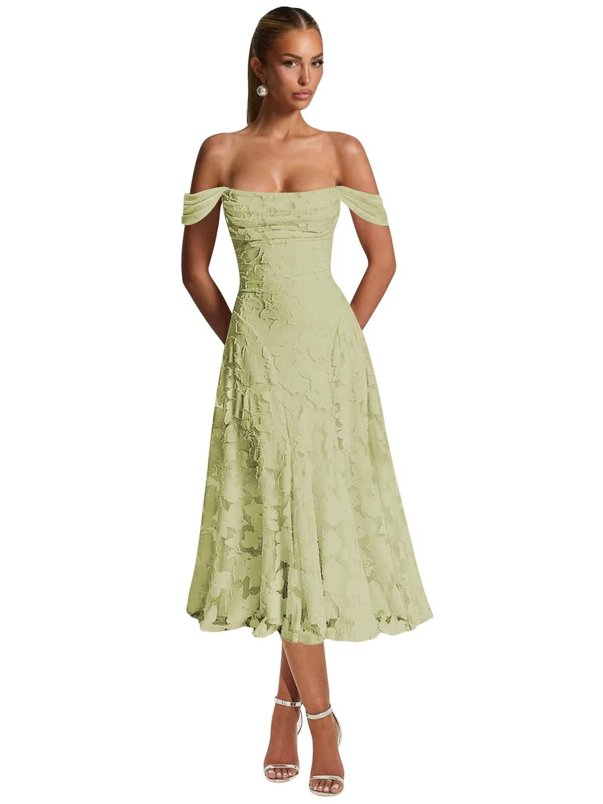Floral Bridesmaid Dresses for Women Off the Shoulder Lace Appliques Long Formal Evening Gowns