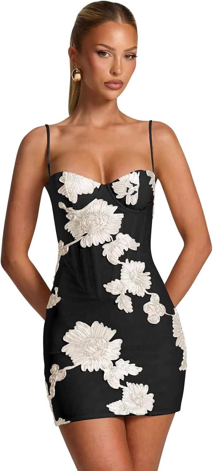 Spaghetti Straps Short Homecoming Dresses 2026 Mini Tight Embroidery Corset Prom Evening Cocktail Dress