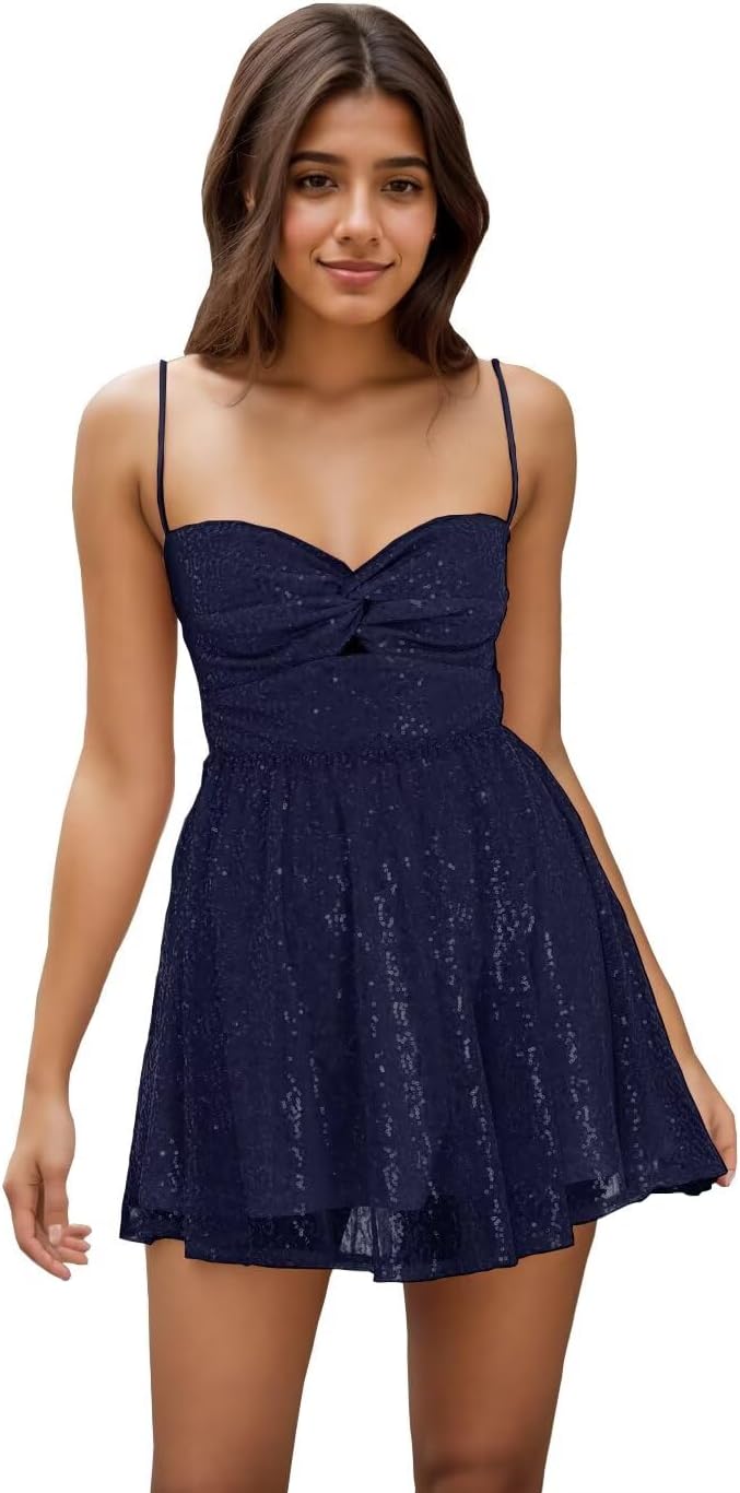 Spaghetti Straps Sequin Homecoming Dresses for Teens 2027 Short Sequin Dresses Mini Formal Cocktail Gown