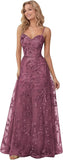Spaghetti Strap Sparkly Prom Dress for Women Long Tulle Formal Dress Laces Evening Party Gown