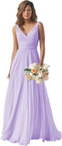 Chiffon Bridesmaid Dresses Long for Women A Line Ruched Formal Porm Evening Gowns