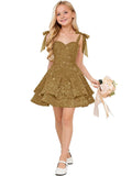 Sparkly Sequin Flower Girl Dress Tiered Cute Bow Spaghetti Straps Sweetheart Toddler Formal Dresses 2026