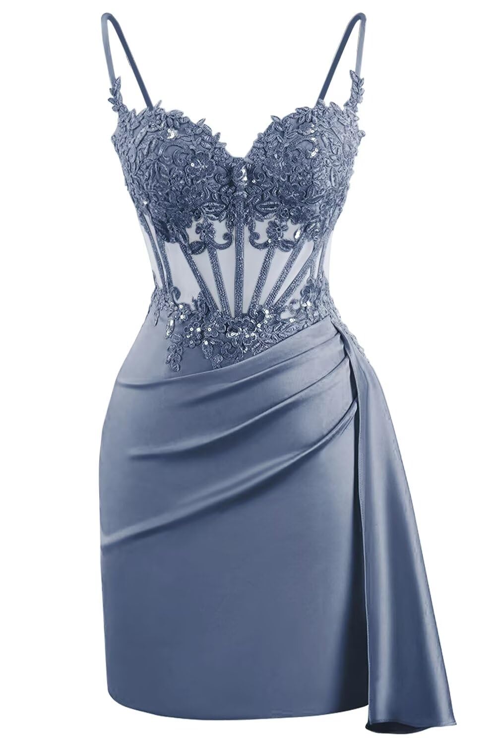 Lace Satin Homecoming Dresses for Teens 2027 Short Prom Dress Spaghetti Straps Corset Cocktail Formal Evening Gowns
