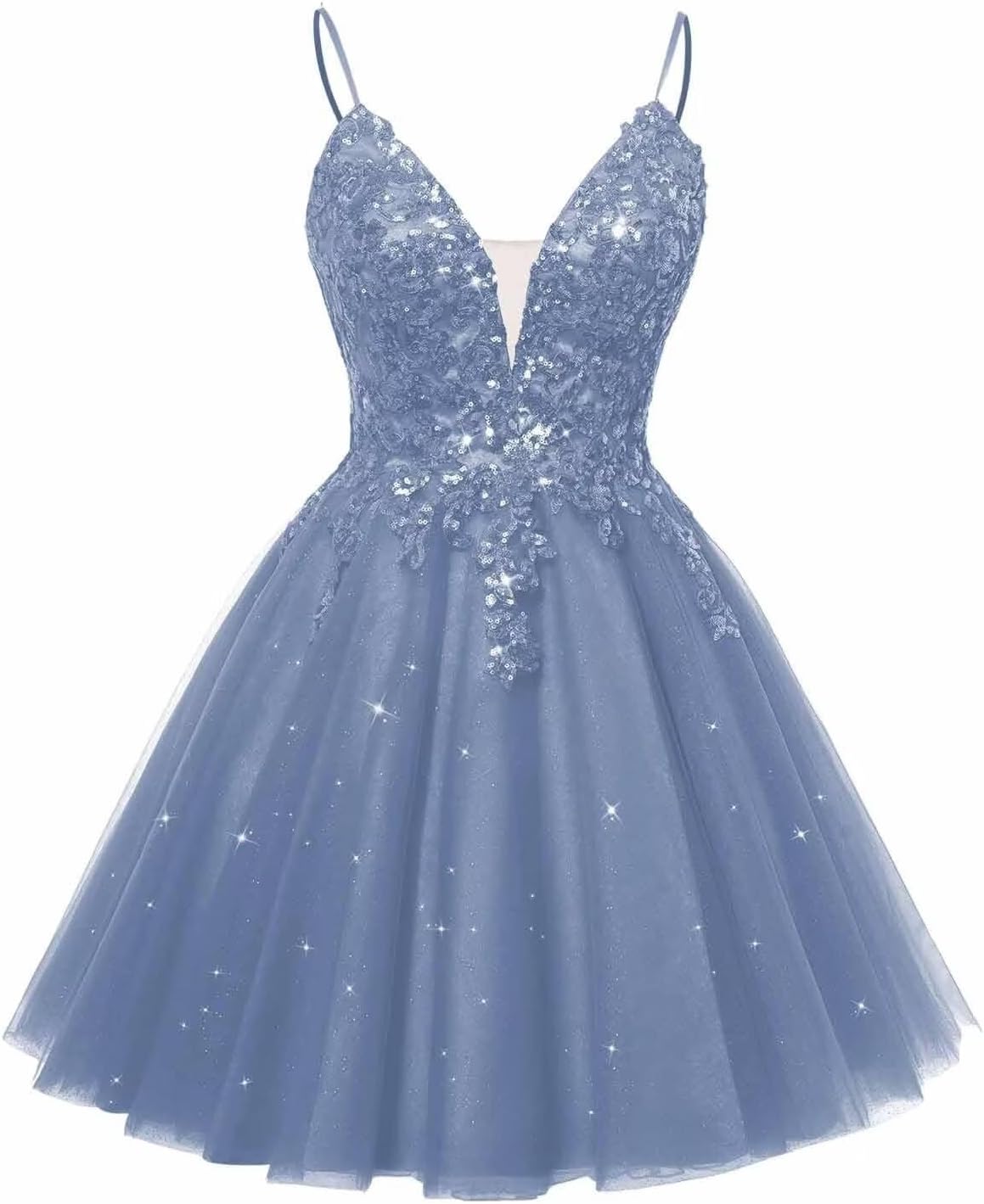 Spaghetti Straps Sequin Lace Appliques Short Homecoming Dresses for Teens Glitter Tulle Prom Party Dresses