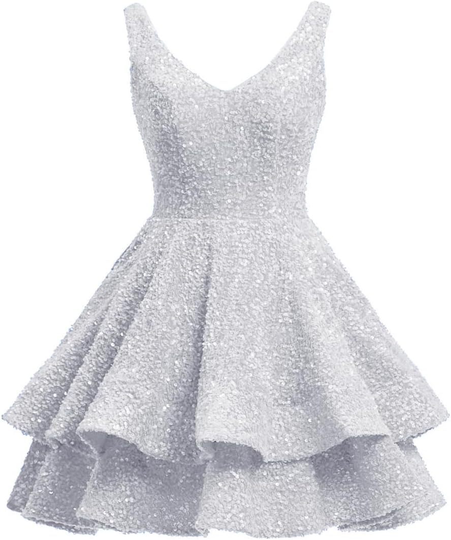 Short 2026 Sparkly Sequin Homecoming Dress for Teen Tiered Corset Ball Prom Cocktail Party Gown for Women