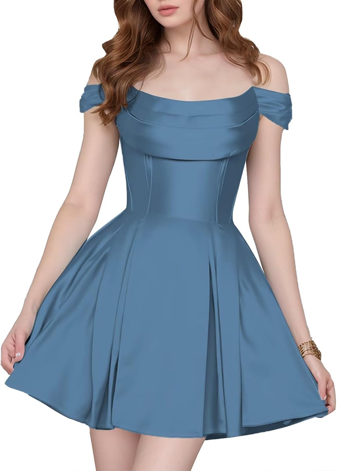 Satin Homecoming Dresses Short Wedding Dresses 2027 Off Shoulder Prom Dress with Pockets A Line Formal Party Gown