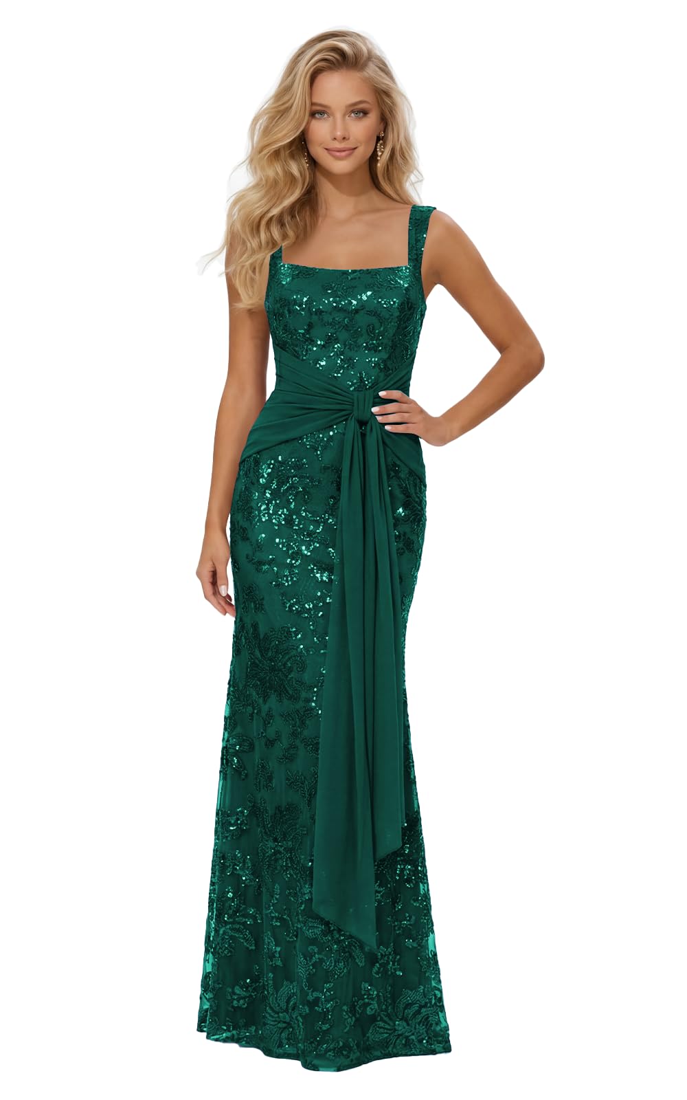 Lace Sequin Spaghetti Straps Prom Dress Long Ball Gown 2026 Mermaid Front Tie Backless Formal Evening Gowns