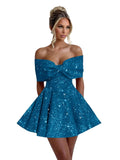 Sparkly Sequins Homecoming Dresses for Teens with Bow 2027 Strapless Short Prom Dress Cocktail Gown