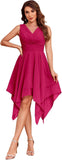 Women's Short Bridesmaid Dresses 2025 V Neck Ruched Chiffon Formal Cocktail Party Dress