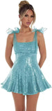 Sparkly Sequin Homecoming Dresses for Teens 2027 Spaghetti Strap Short Prom Dress with Bow Glitter Tulle Cocktail Party Gown