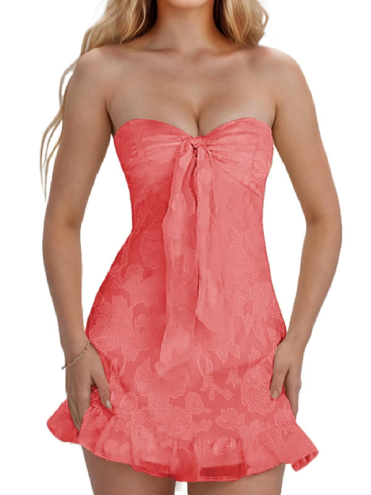 Jacquard Chiffon Homecoming Dress Short for Teens 2027 Strapless Mini Prom Gown Ruffle Cocktail Party Dress