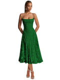 Lace Jacquard Bridesmaid Dresses for Women 2027 Spaghetti Straps Ruffle Formal Wedding Guest Dress Formal Evening Dress