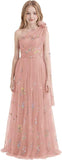 One Shoulder Long Tulle Junior Bridesmaid Dresses for Wedding Flower Girl Dress Formal Prom Gown