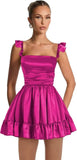 Satin Homecoming Dresses for Teens 2027 A-line Ruched Square Neck Short Prom Formal Cocktail Gowns with Pockets