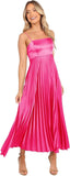 Midi Pleated Bridesmaid Dresses for Women Tea Length Formal Wedding Guest Dresses Prom Formal Gowns