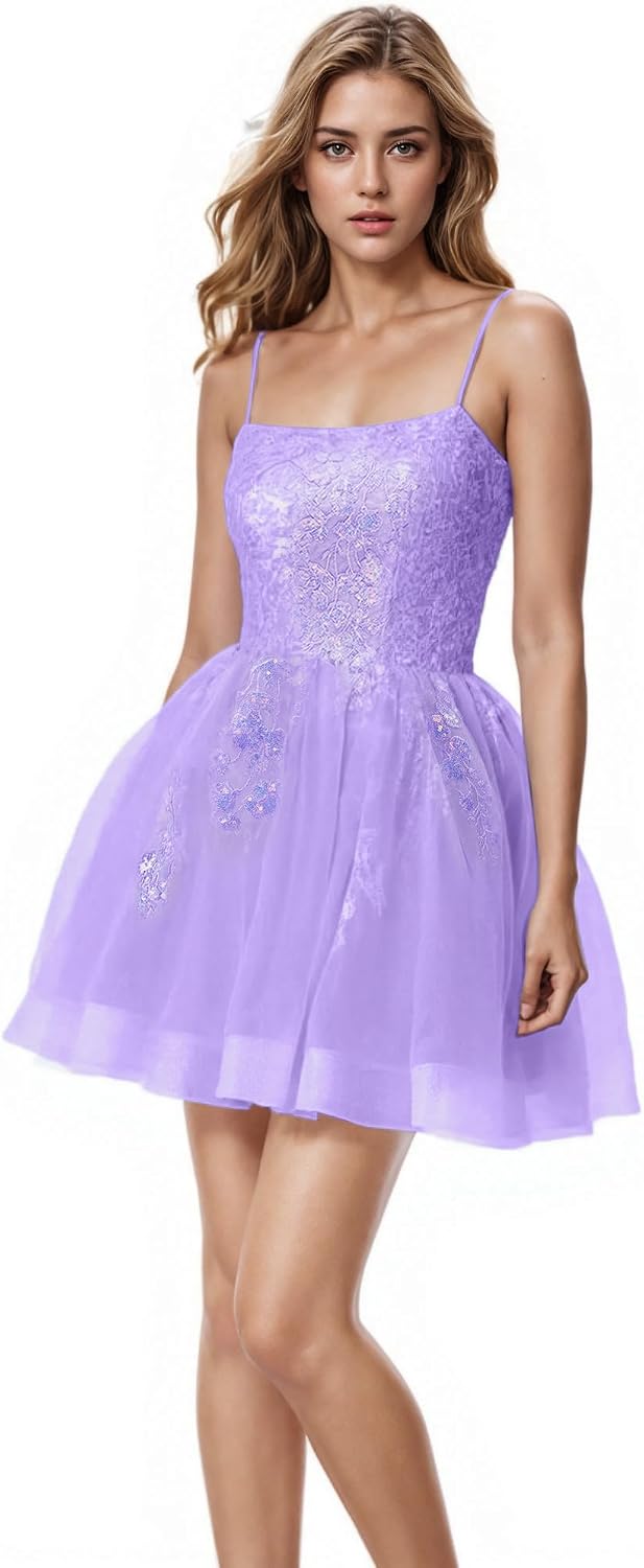 Tulle Homecoming Dresses Teens Lace Beaded Party Dress Juniors Short Prom Dresses