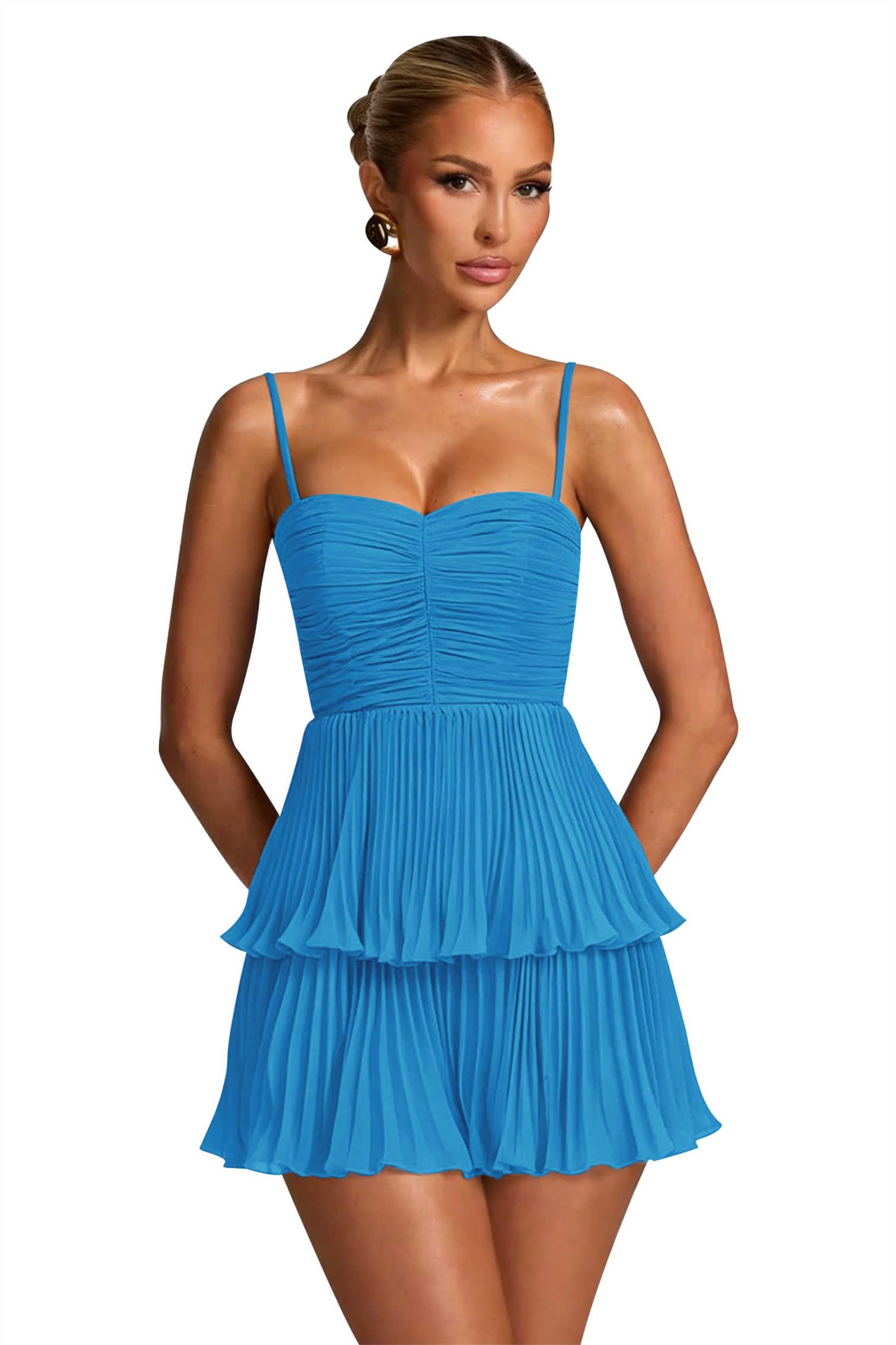 Chiffon Homecoming Dresses for Teens 2026 Spaghetti Straps Short Mini Dress A Line Formal Cocktail Party Prom Dress