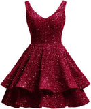 Short 2026 Sparkly Sequin Homecoming Dress for Teen Tiered Corset Ball Prom Cocktail Party Gown for Women