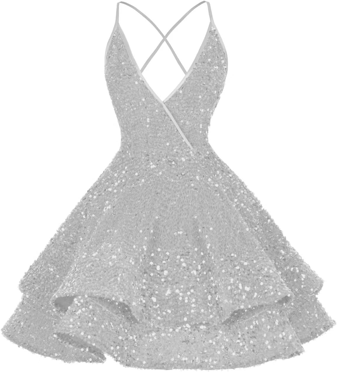 Vestidos de fiesta cortos con lentejuelas brillantes para adolescentes, sexy, con tirantes finos, vestido de fiesta, vestido de cóctel con cuello halter 